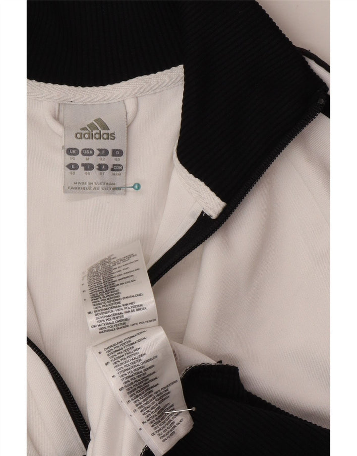 Adidas Mujer Crop Chándal Top Chaqueta UK 14 Medium Blanco Colorblock
