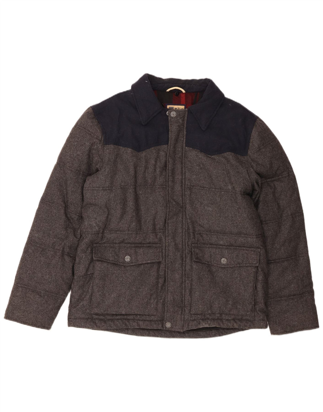 Marks & Spencer Chaqueta acolchada para hombre UK 41 Large Gris Colorblock Lana