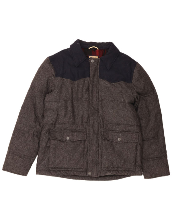 Marks & Spencer Chaqueta acolchada para hombre UK 41 Large Gris Colorblock Lana