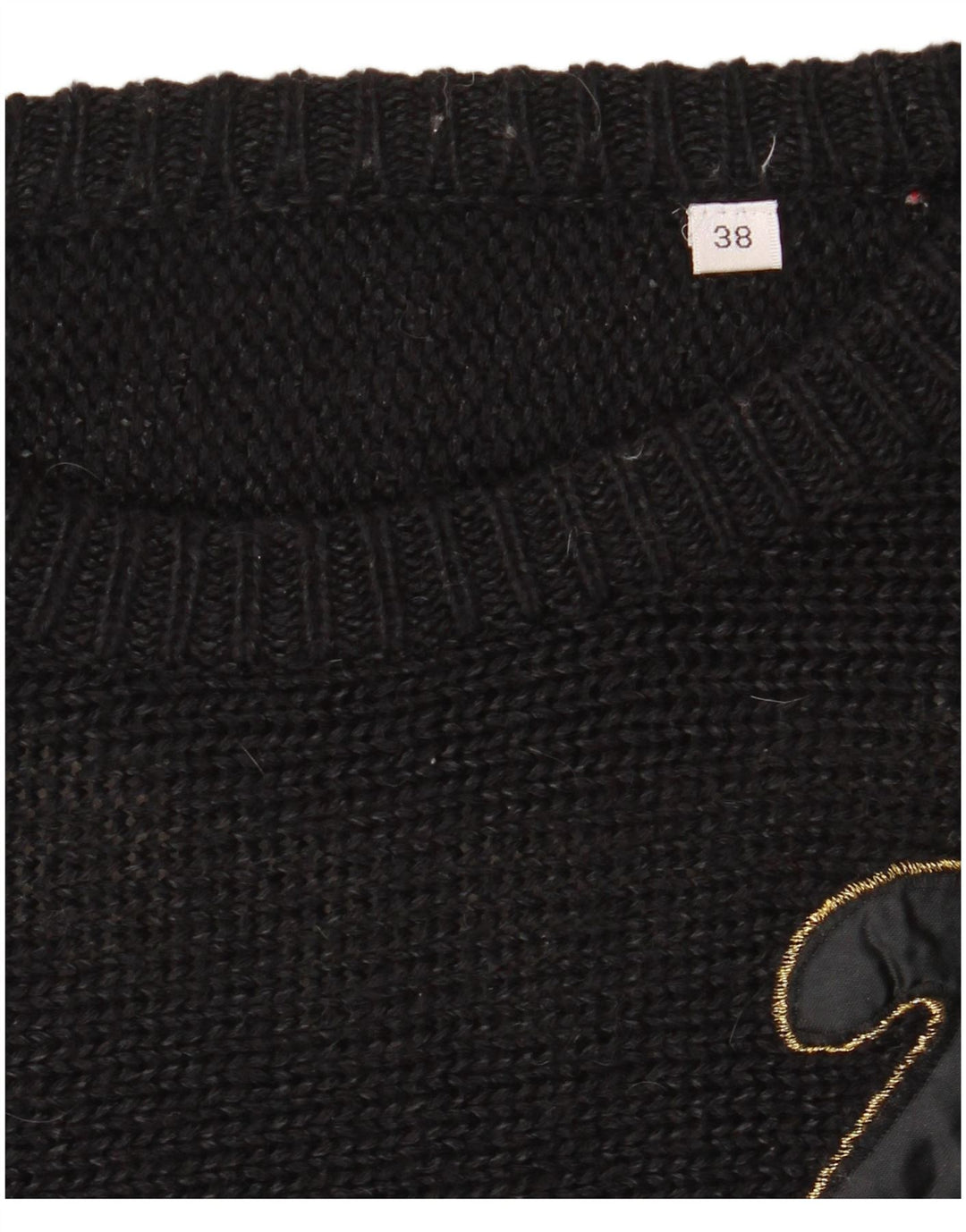 VINTAGE Jersey de cuello redondo para mujer EU 38 Bloque de color negro medio