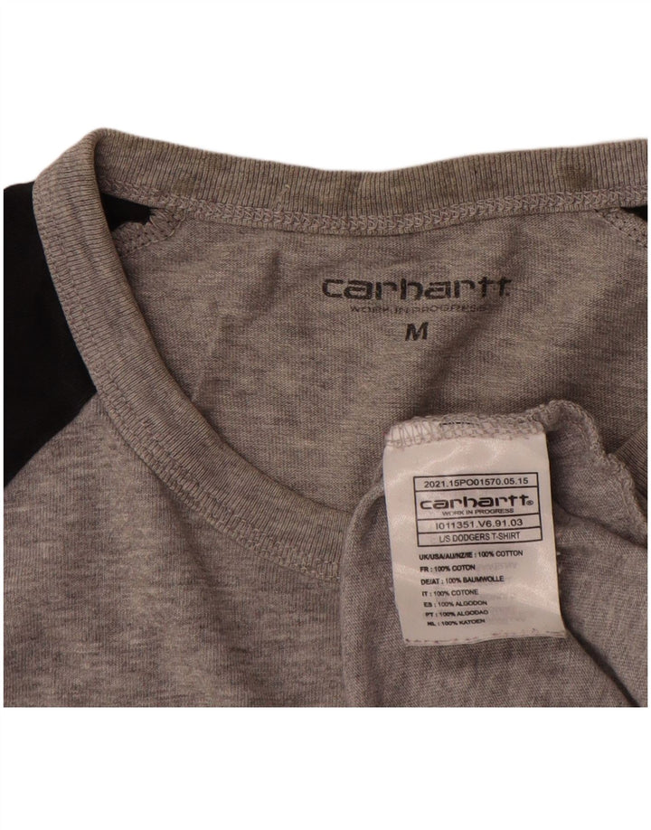 Carhartt Hombre Camiseta De Manga Larga De Algodón Color Block Gris Medio