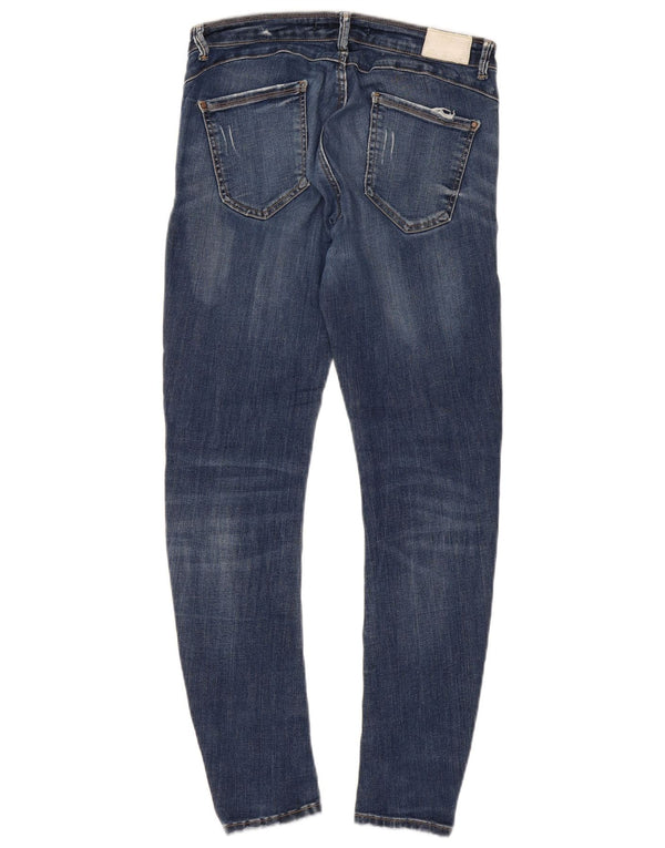 Zara Jeans Ajustados Desgastados para Mujer EU 42 Large W32 L27 Azul