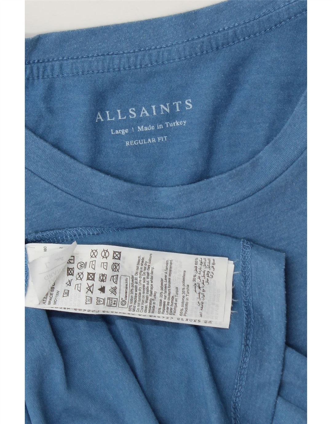 All Saints - Camiseta de corte regular para hombre, talla grande, algodón azul