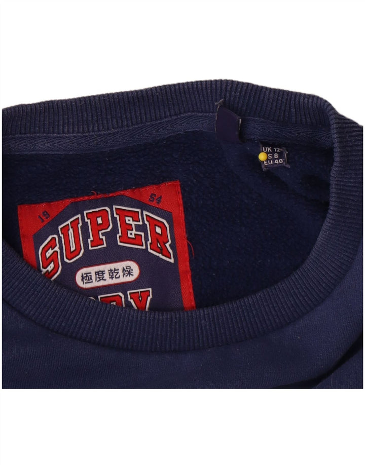 Superdry Mujer Gráfico Oversize Sudadera Jumper UK 42 Medium Azul Marino