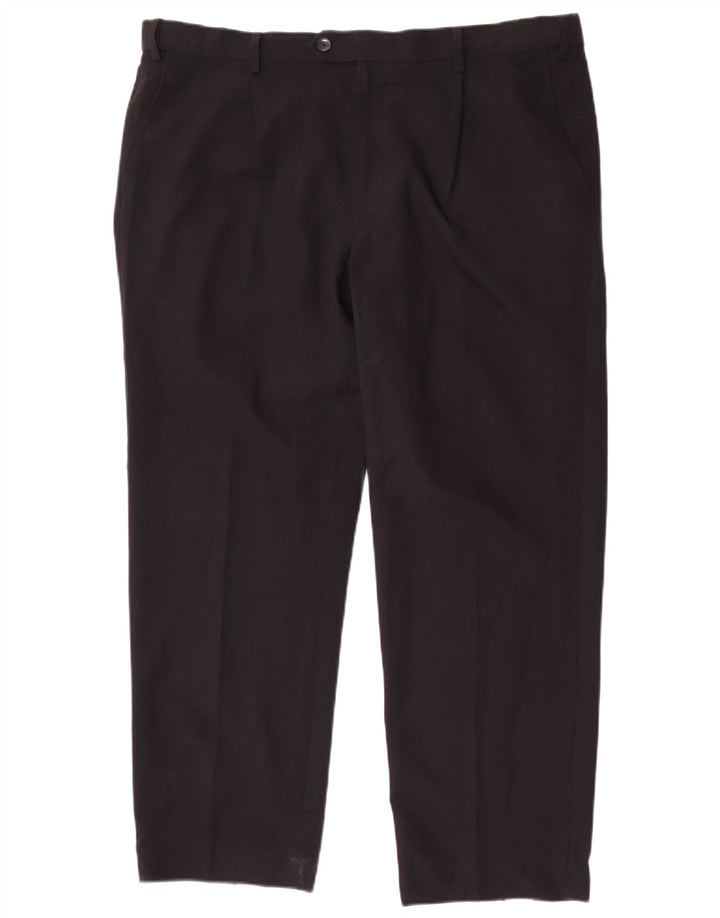 Marks & Spencer Pantalón de traje de corte regular para hombre W40 L29 Poliéster azul marino