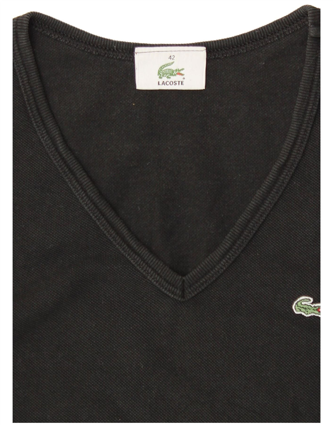 Lacoste Mujer Crop Chaleco Top Talla 42 Grande Negro