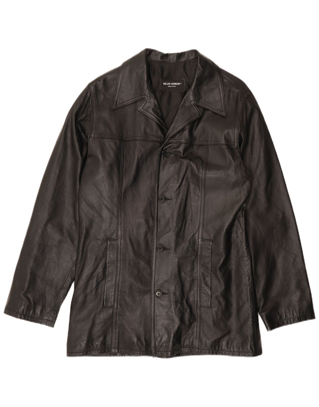 HELEN HUBERT Chaqueta de cuero para hombre UK 38 Medium Black Leather