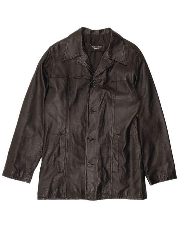 HELEN HUBERT Chaqueta de cuero para hombre UK 38 Medium Black Leather
