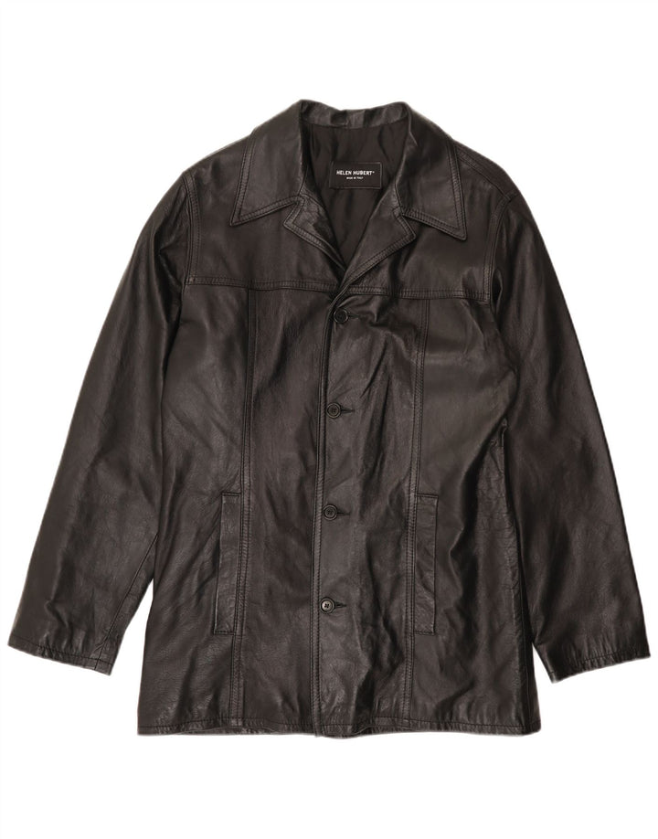 HELEN HUBERT Chaqueta de cuero para hombre UK 38 Medium Black Leather