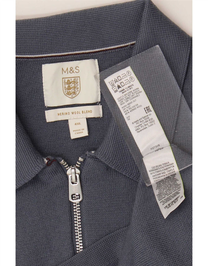 Marks & Spencer Suéter tipo cárdigan para hombre 4XL Poliéster azul