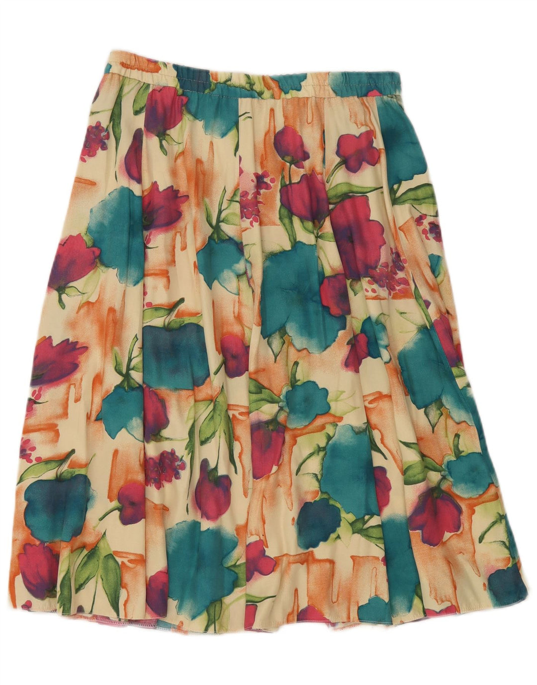 VINTAGE Mujer A-Line Falda W32 Grande Multicolor Floral