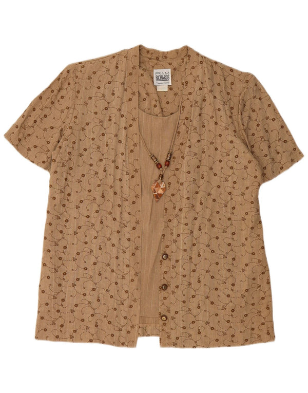 Richards Blusa extragrande de manga corta para mujer UK 8 Small Beige Floral
