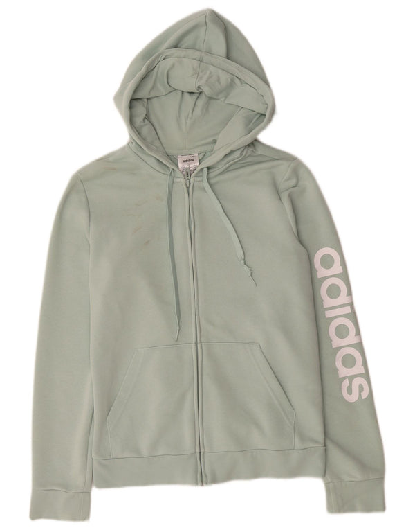 Adidas Sudadera con capucha y cremallera gráfica para mujer UK 10 Small Green Cotton