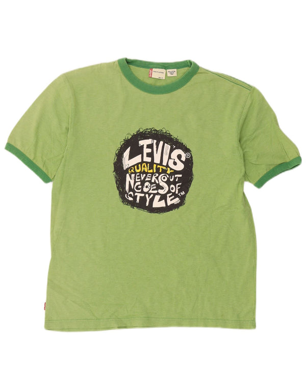 Levi's Camiseta gráfica para mujer Top UK 46 Grande Algodón verde
