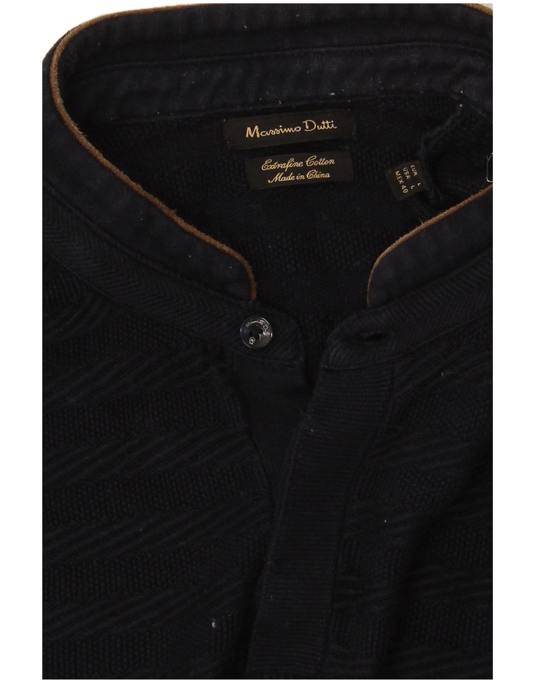 Massimo Dutti Jersey De Cuello Con Botones Para Hombre Large Azul Marino Rayas