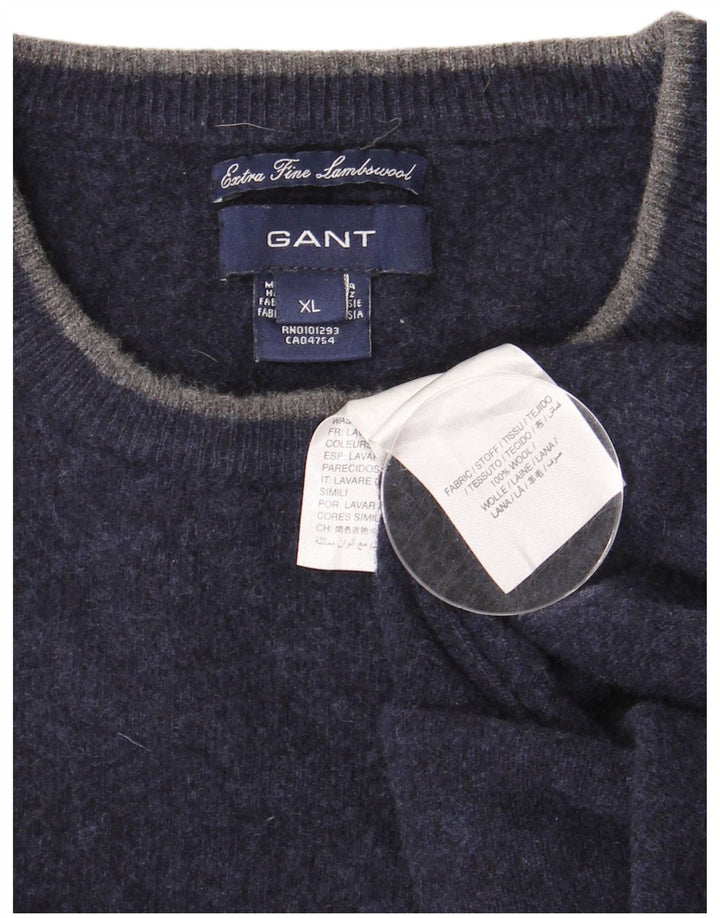 Gant Jersey De Cuello Redondo Para Hombre XL De Lana De Cordero Azul Marino