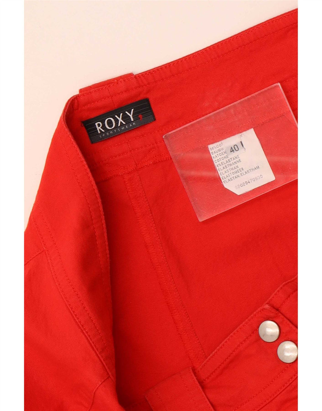 Pantalones cortos rectos para mujer Roxy EU 40 Medium W30 L23 Algodón rojo