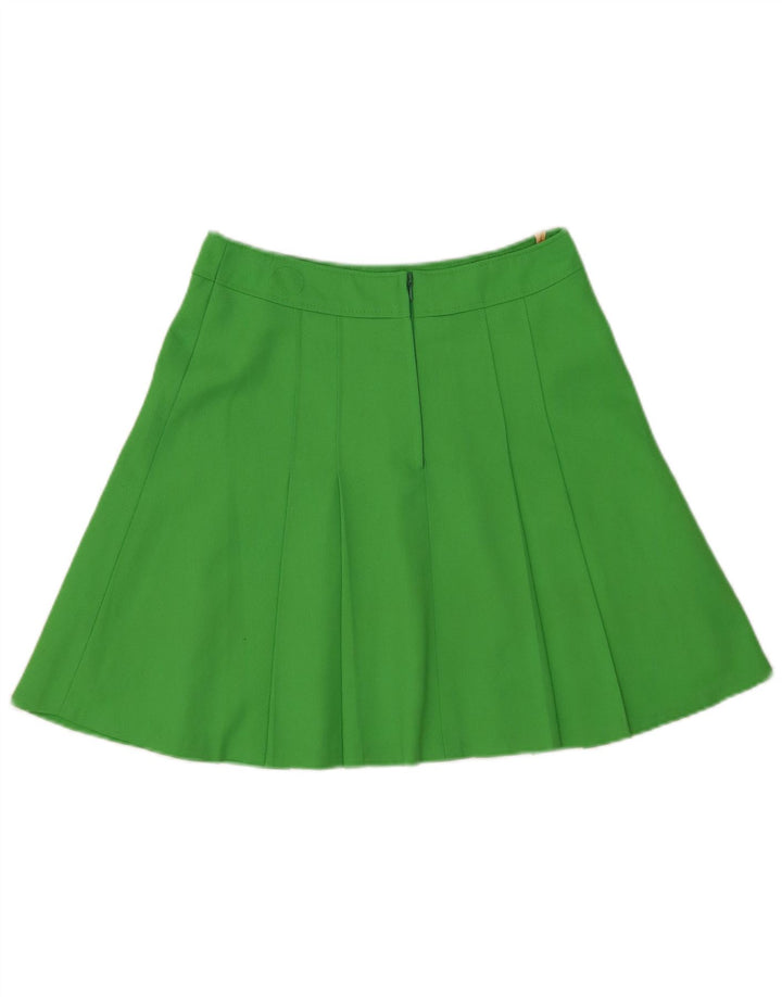 VINTAGE Womens Pleated Mini Skirt IT 42 Medium W28 Green Polyester