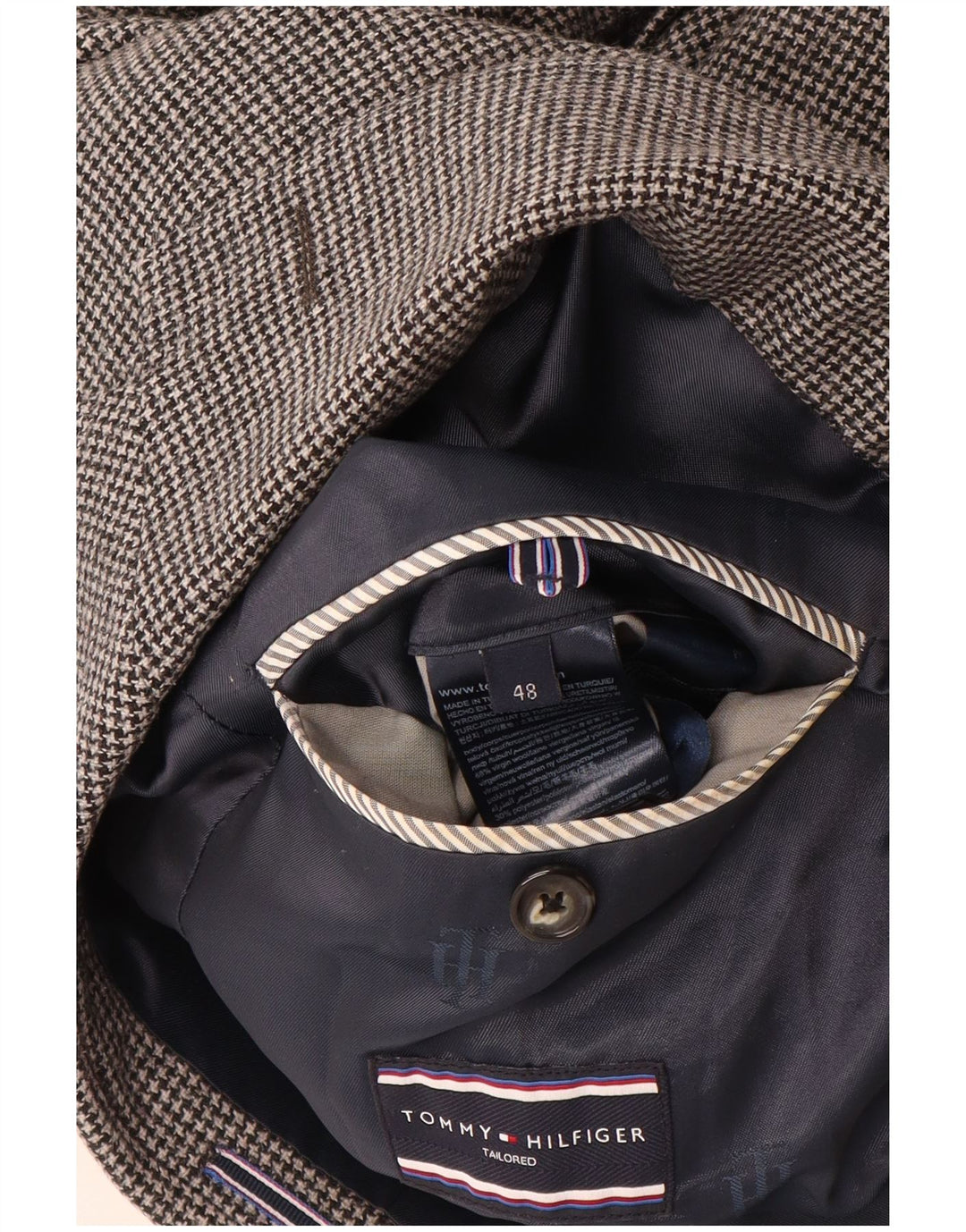 TOMMY HILFIGER Chaqueta tipo blazer a medida para hombre IT 48 Pata de gallo gris medio