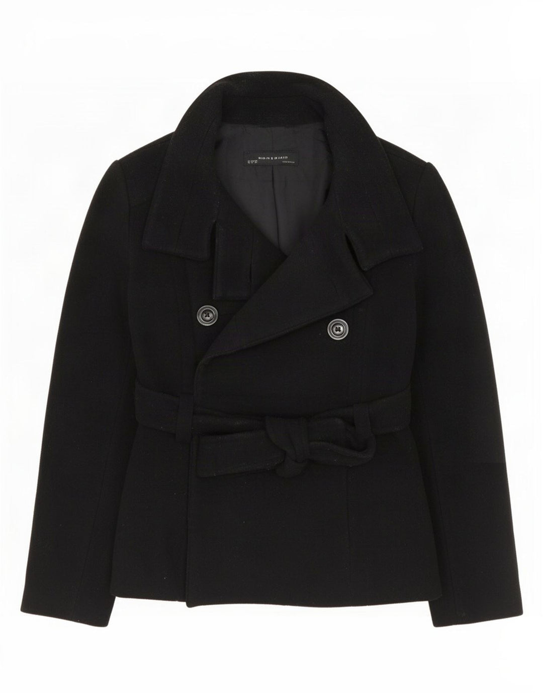 Zara Mujer Chaquetón UK 40 Mediano Lana Negra