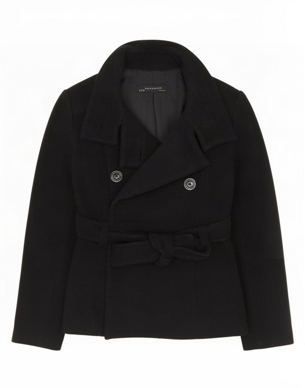 Zara Mujer Chaquetón UK 40 Mediano Lana Negra