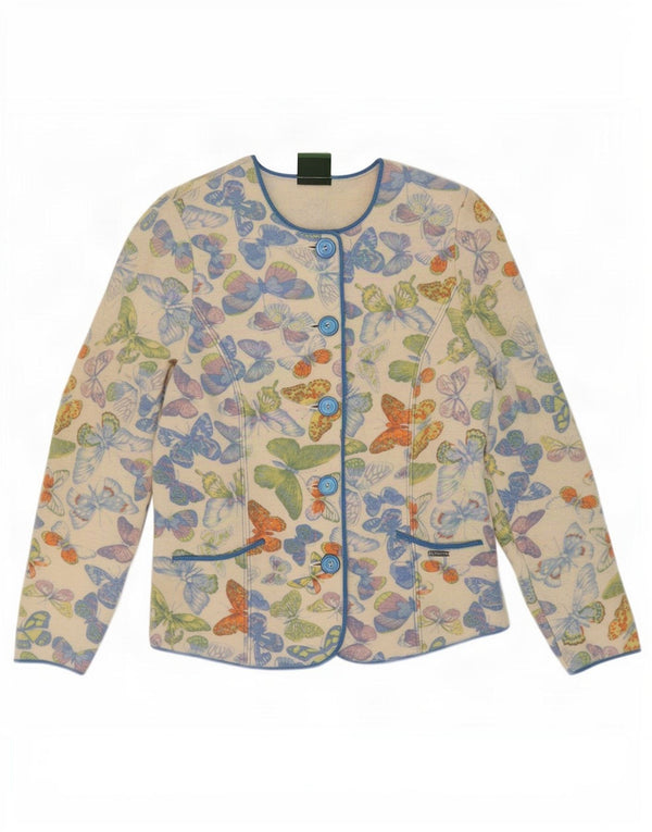 Geiger Chaqueta tipo blazer de punto con 5 botones para mujer EU 38 Medium Off White Butterfly