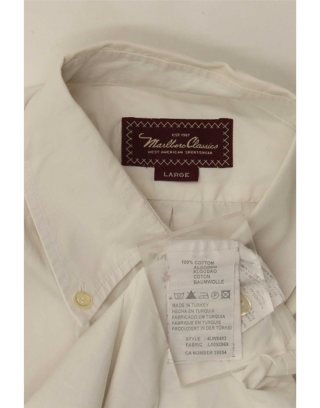 Camisa Marlboro Classics Hombre Grande Algodón Blanco