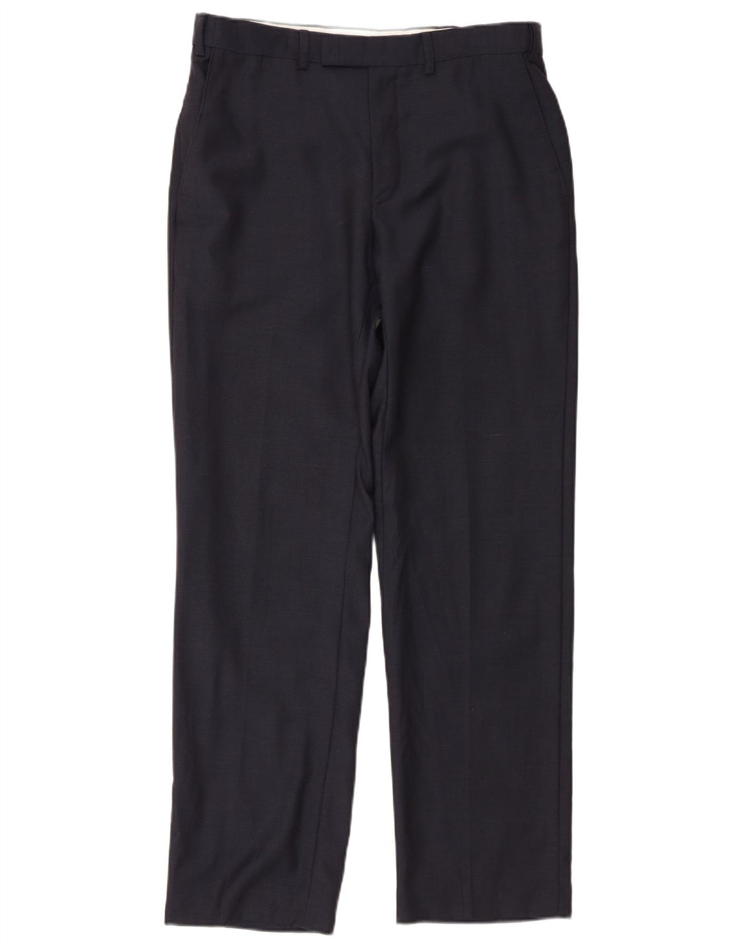 Marks & Spencer Pantalón de traje recto para hombre W32 L31 Lana azul marino