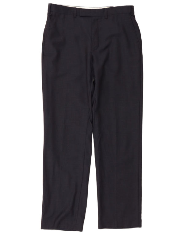 Marks & Spencer Pantalón de traje recto para hombre W32 L31 Lana azul marino