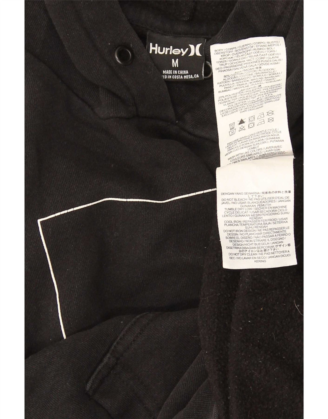 Hurley Hombre Sudadera Con Capucha Gráfica Jersey De Algodón Negro Mediano