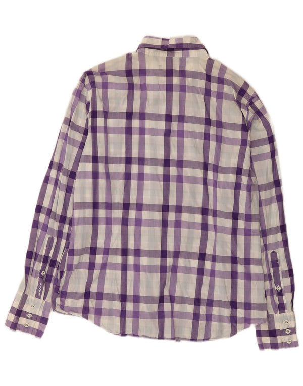 Camisa Gant Mujer UK 18 XL Algodón a cuadros morado