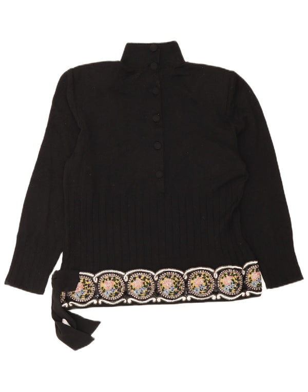 Giorgio Grati Suéter tipo jersey con cuello y botones para mujer UK 12 Medium Black Floral