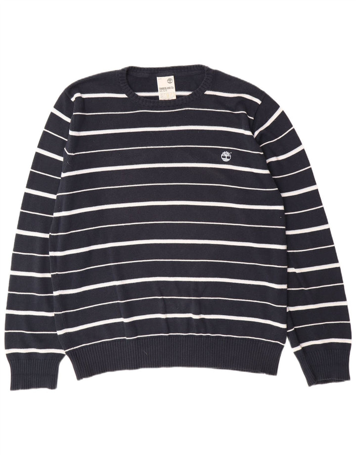 TIMBERLAND Jersey de cuello redondo para hombre XL Algodón a rayas azul marino