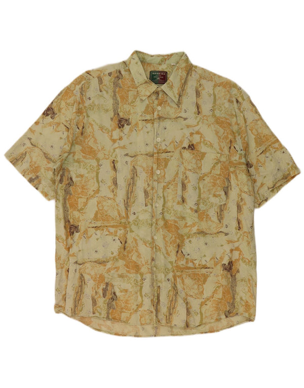 Rodrigo Camisa de manga corta con estampado abstracto para hombre Talla 42 Algodón verde grande