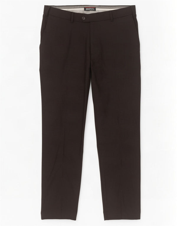 Marks & Spencer Pantalones de traje rectos de corte entallado para hombre W38 L31 Lana negra