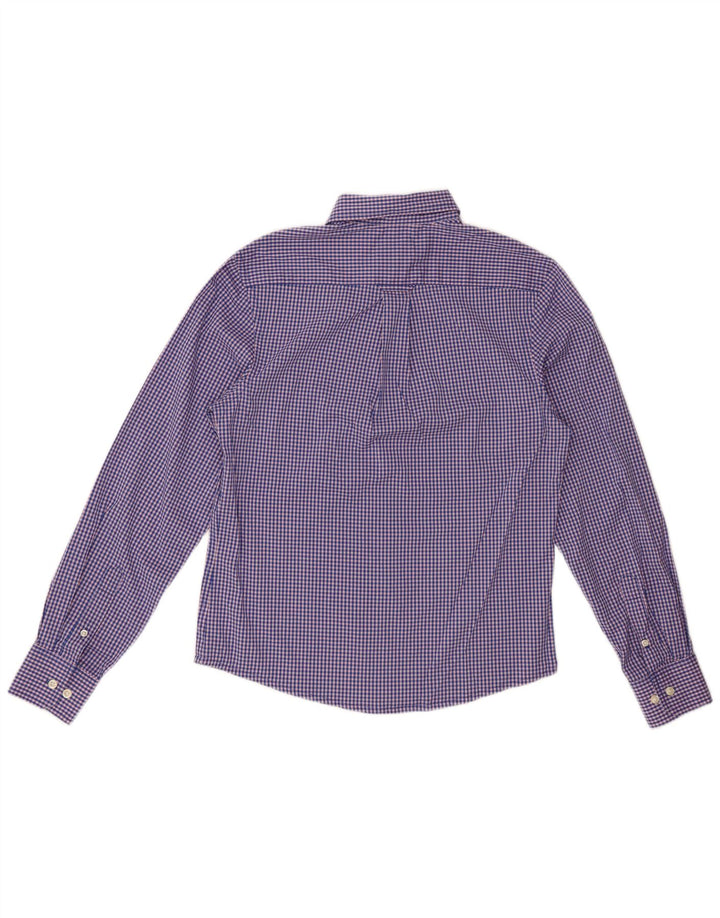 IZOD Camisa Slim Fit para Hombre Algodón Vichy Azul Pequeño