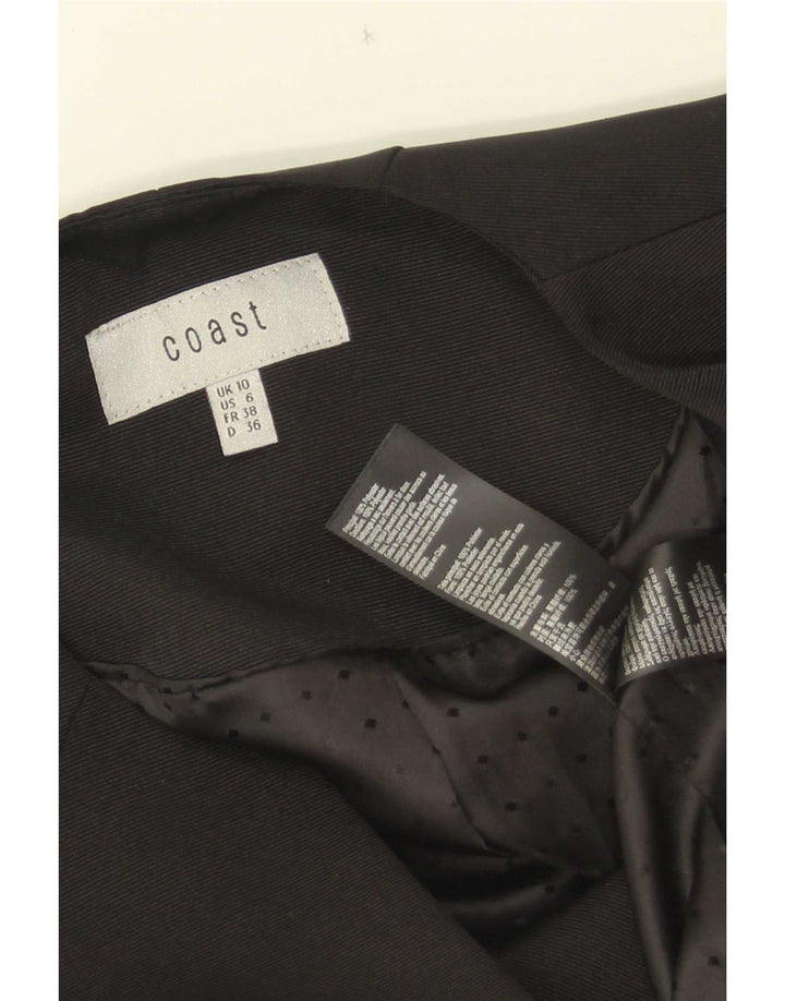 Coast Chaqueta tipo blazer corta de manga 3/4 para mujer UK 10 Small Poliéster negro