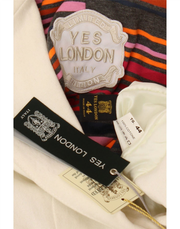 Yes London Chaqueta tipo blazer de 2 botones para mujer IT 44 Algodón blanco mediano