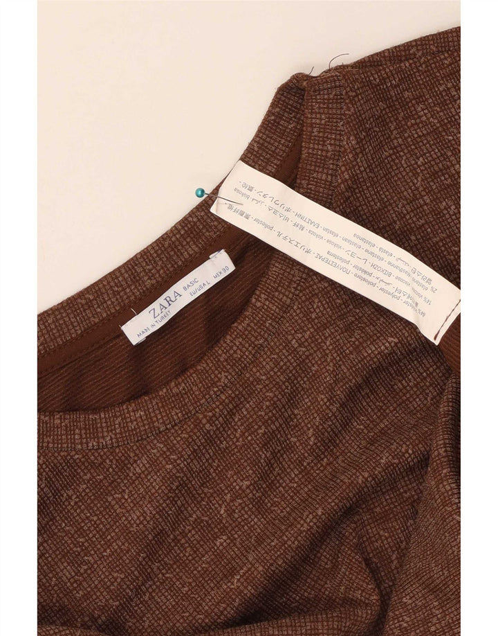 Zara Mujer Vestido Tent UK 46 Grande Poliéster Marrón