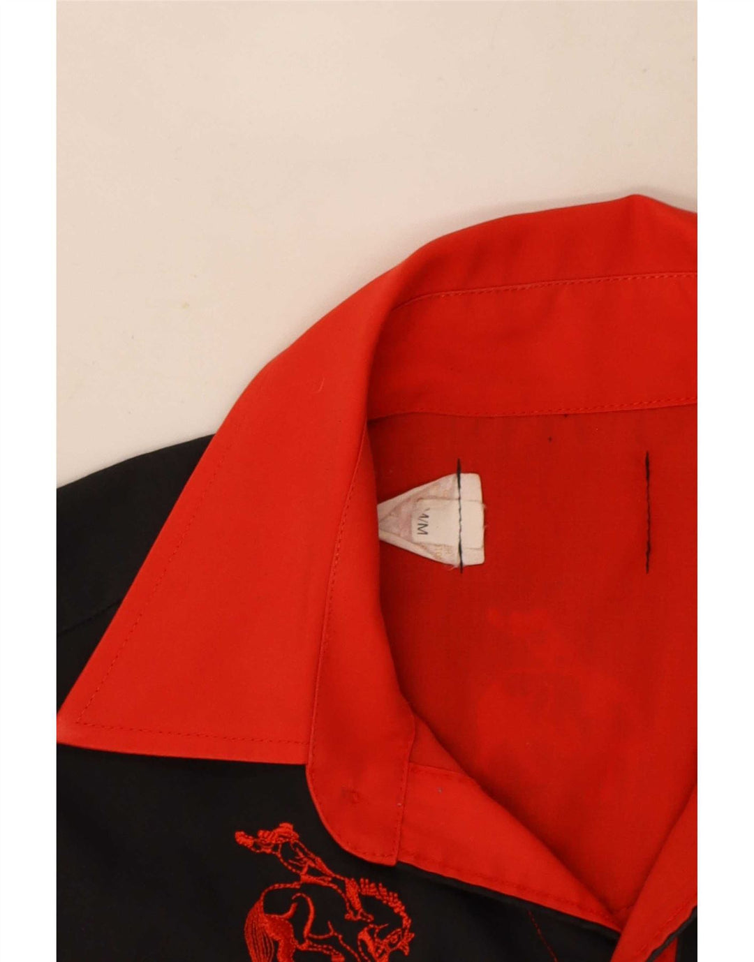 Camisa occidental vintage para hombre Poliéster color block rojo medio