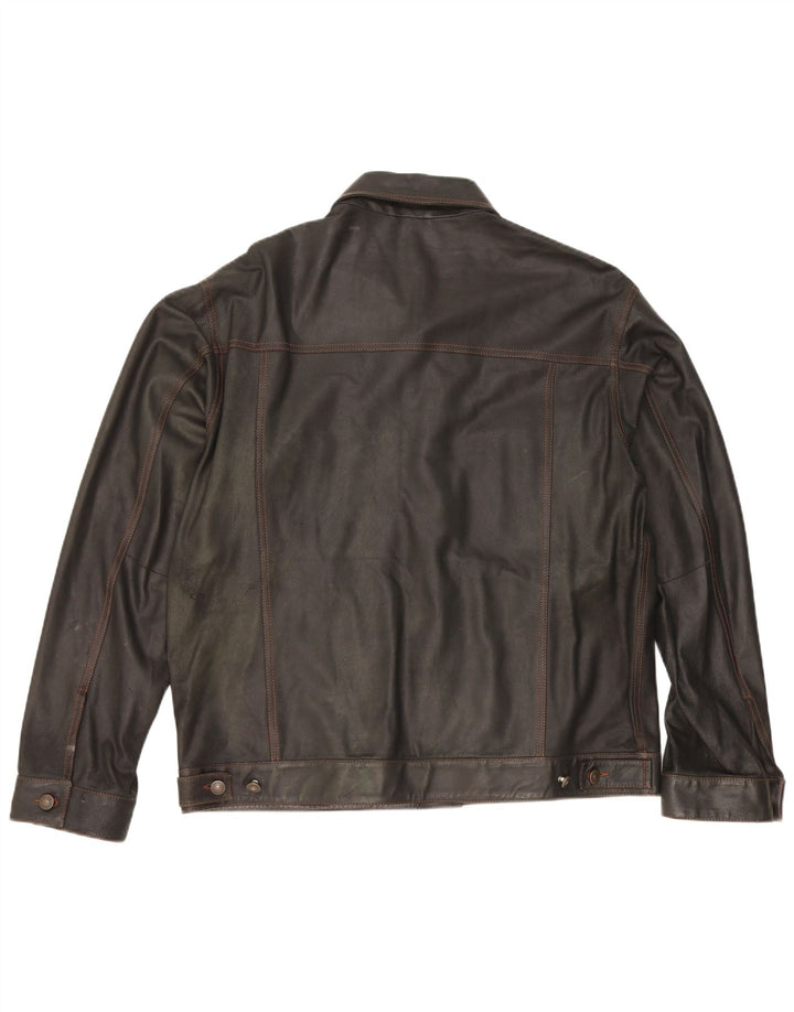 Chaqueta de cuero vintage para hombre IT 52 XL Negro