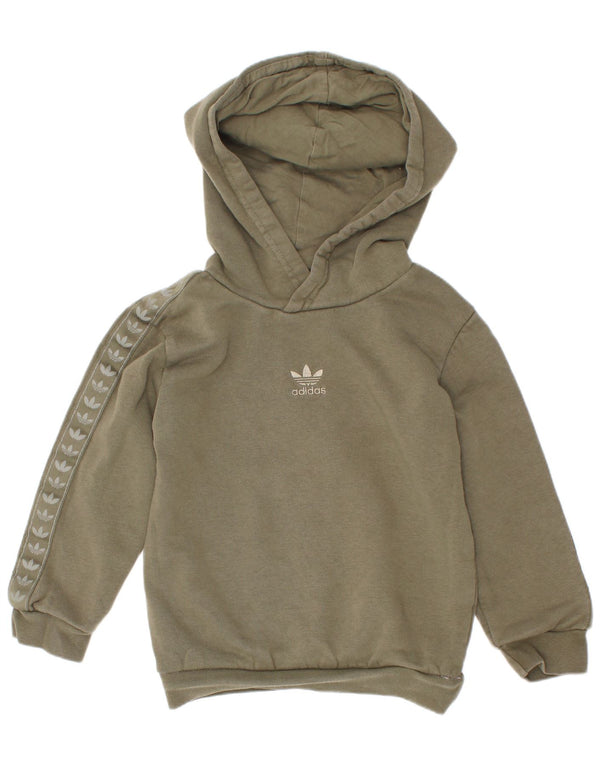 Adidas - Sudadera con capucha para niños, color caqui, algodón, 3-4 años
