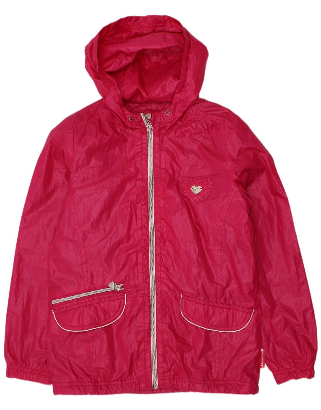 CHAMPION Chaqueta cortavientos con capucha para niña 9-10 años Rosa Poliéster