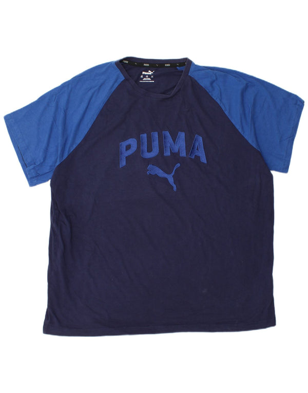 Puma Camiseta gráfica para hombre Top 2XL Azul marino Colorblock Algodón