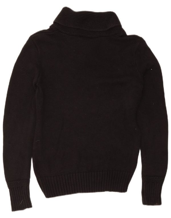 Ralph Lauren suéter con cuello chal para mujer Reino Unido 12 mediano algodón negro