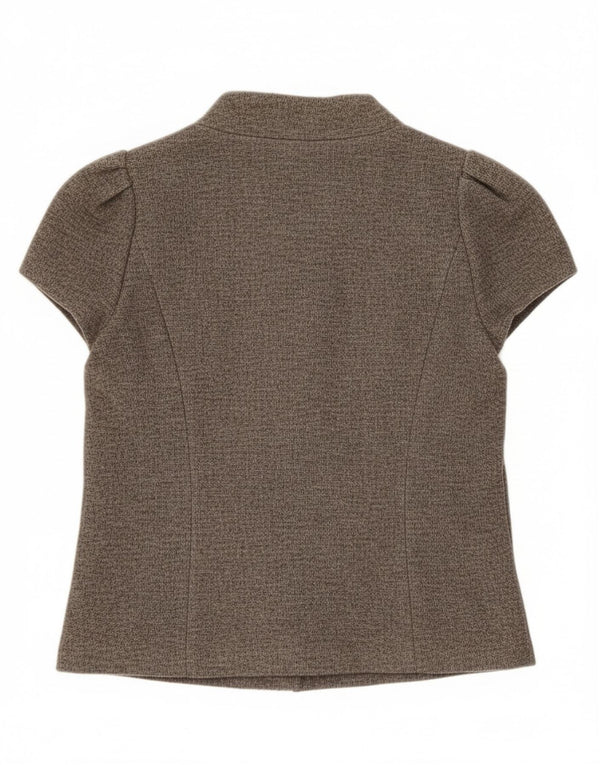 Rene Lezard Chaqueta Blazer de Manga Corta para Mujer EU 36 Small Grey Wool