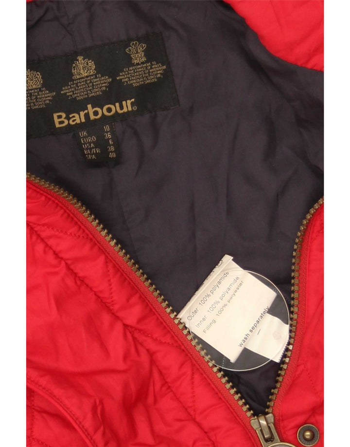 Barbour Chaqueta acolchada para mujer UK 10 Small Red Polyamide