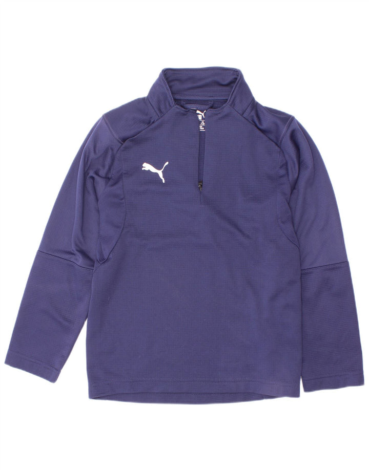 Puma - Chándal con cremallera y cuello para niño, 7-8 años, azul marino