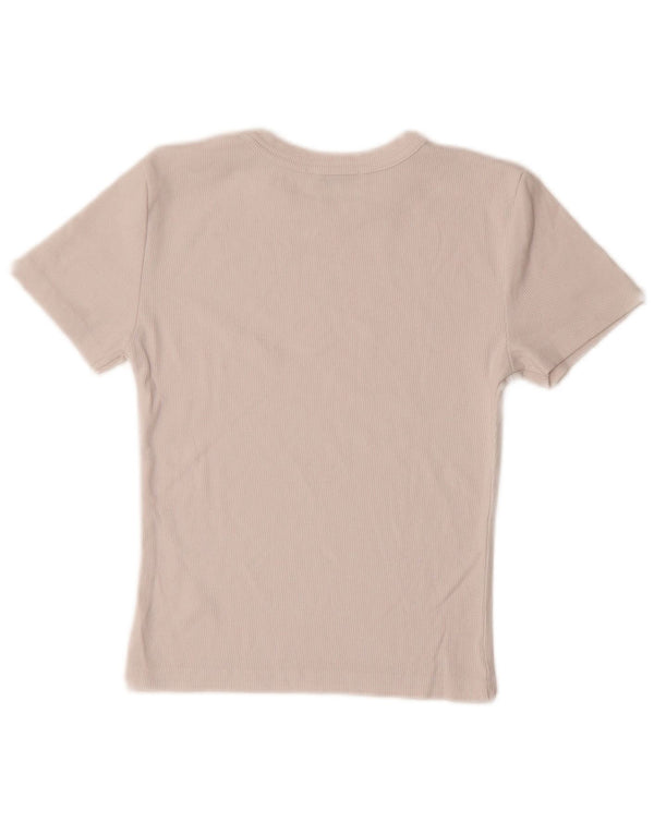 Zara Mujer Crop Camiseta Top UK 12 Medium Blanco