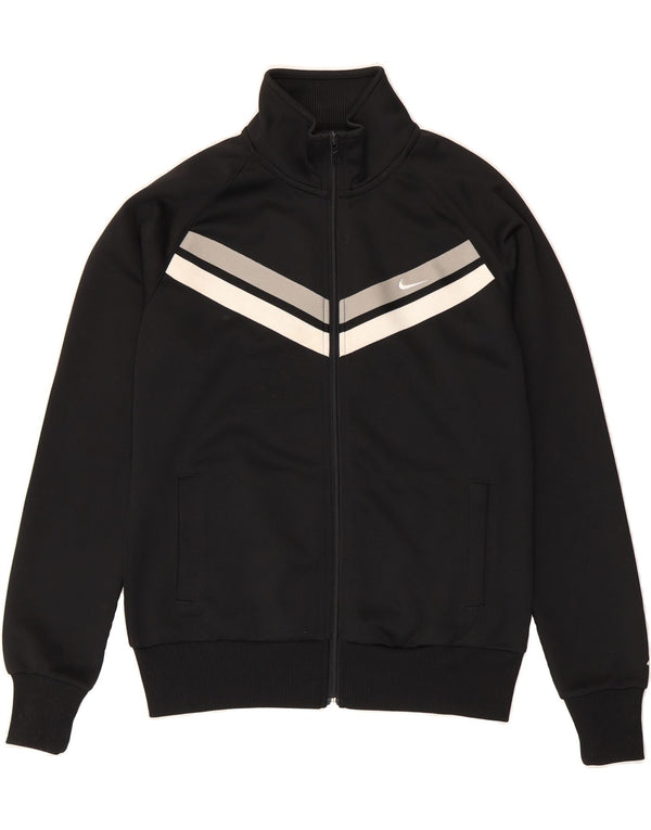 NIKE Womens Tracksuit Top Jacket UK 16 Large Black Colourblock Polyester